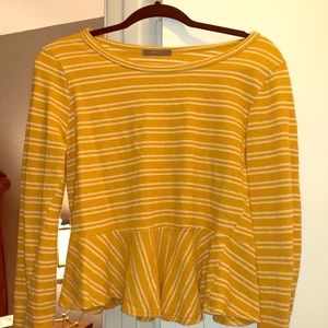 Peplum stripped yellow Shirt